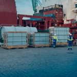 Operação portuária com acompanhamento técnico de carga no Porto de Santos realizada pela Cargo Safety
