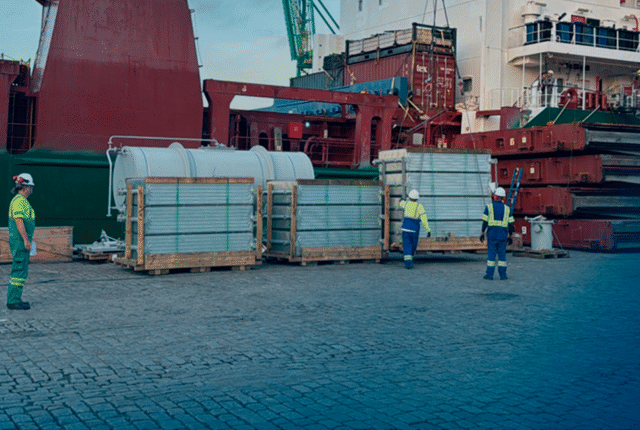 Operação portuária com acompanhamento técnico de carga no Porto de Santos realizada pela Cargo Safety